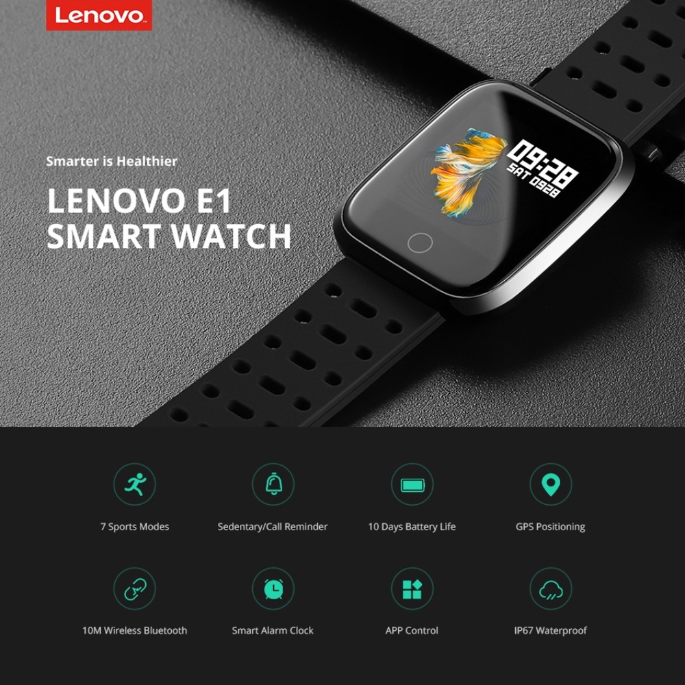 Lenovo E1 smart watch Black